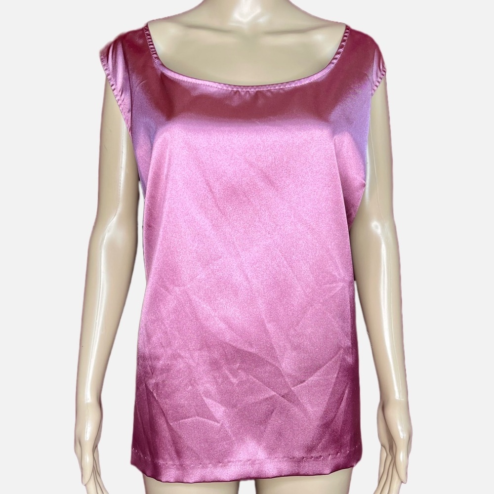 My Favorite Things Colleen Lopez Mauve Silky Pink Satin Sleeveless Top 3X